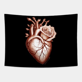 anatomic heart with rose sepia tone Tapestry