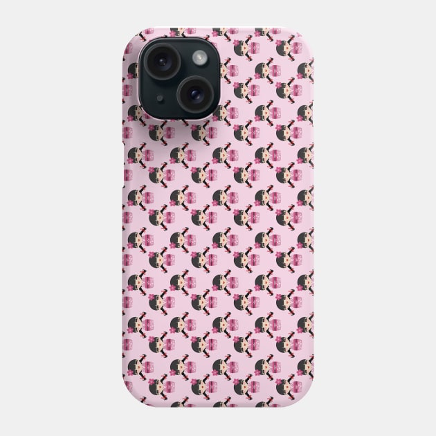 Pink Kokeshi Pattern Phone Case by saradaboru