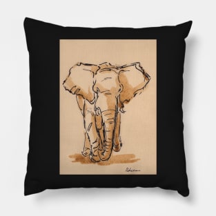 "Titan"  Elephant Ink Wash Painting #25 Pillow