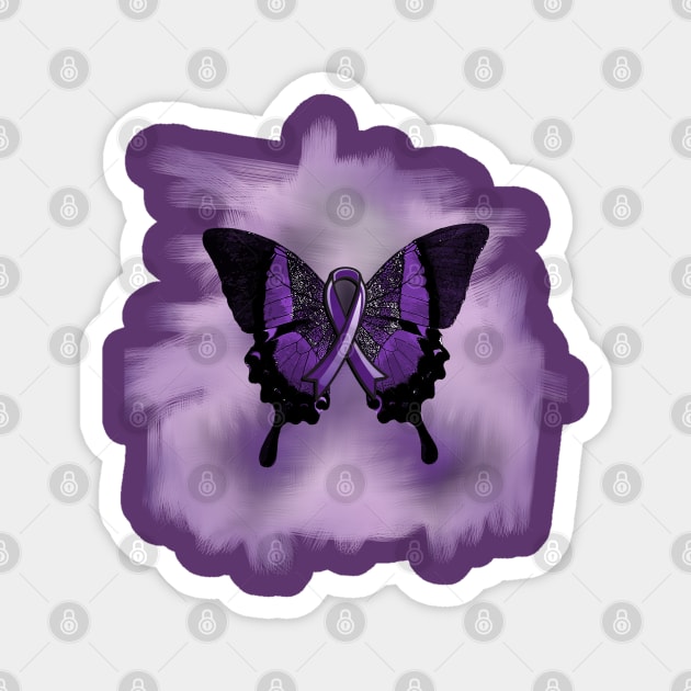 Lupus Awareness Purple Ribbon Butterfly Support Magnet by tamdevo1