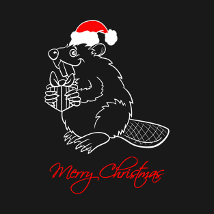 Beaver in Santa Hat T-Shirt