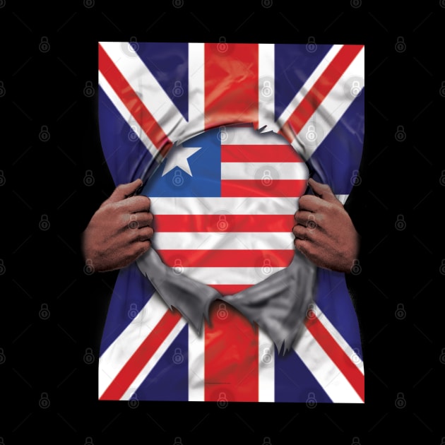 Liberia Flag Great Britain Flag Ripped - Gift for Liberian From Liberia by Country Flags