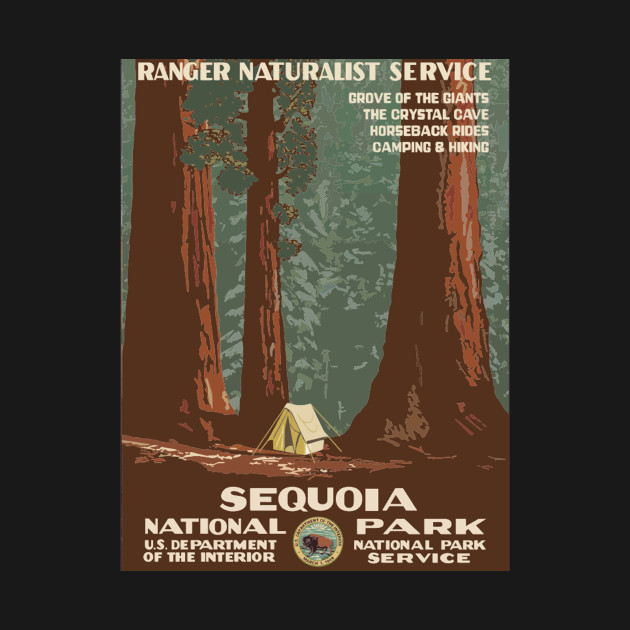 Discover Vintage Sequoia National Park Poster (new) - Sequoia National Park - T-Shirt