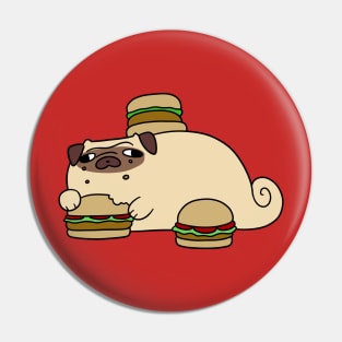 Pug Eating Burgers Pin