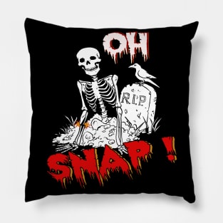 Halloween Oh Snap Skeleton Broken Leg Graphic Pillow