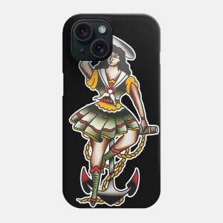 Lady on Anchor Tattoo Design Phone Case