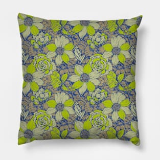 Floral pastel colors green Pillow