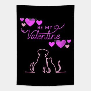 Be My Valentine Dog and Cat, Romance, Romantic Valentines Tapestry