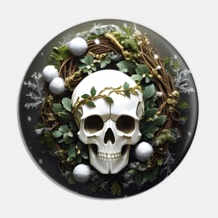 Spooky Season Greetings - Stable Diffusion Wreath Skull Pin