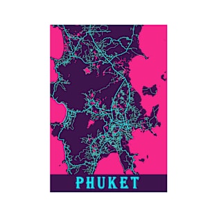 Phuket Neon City Map, Phuket Minimalist City Map Art Print T-Shirt