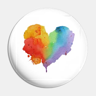 Rainbow Heart white background Pin