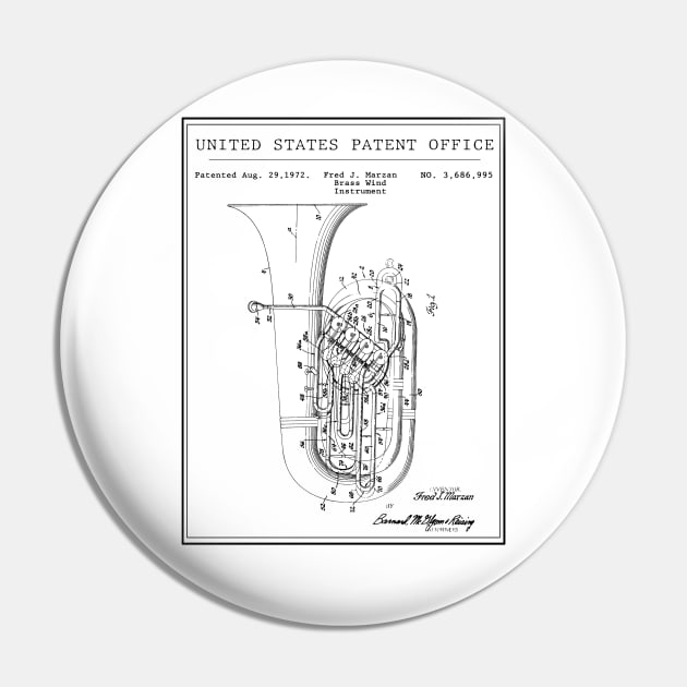 United States Patent Office - Fred J. Marzan Brass Wind Instrument Tuba Pin by Quentin1984