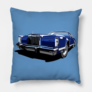 1970s Lincoln Continental in dark blue Pillow