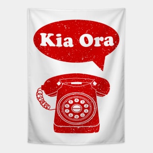 Kia Ora Maori Language retro phone Tapestry