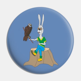 Rabbit and Falcon Pin