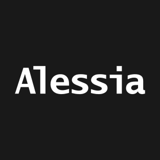 Alessia Minimal Typography White Text T-Shirt