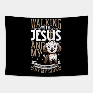 Jesus and dog - Lagotto Romagnolo Tapestry