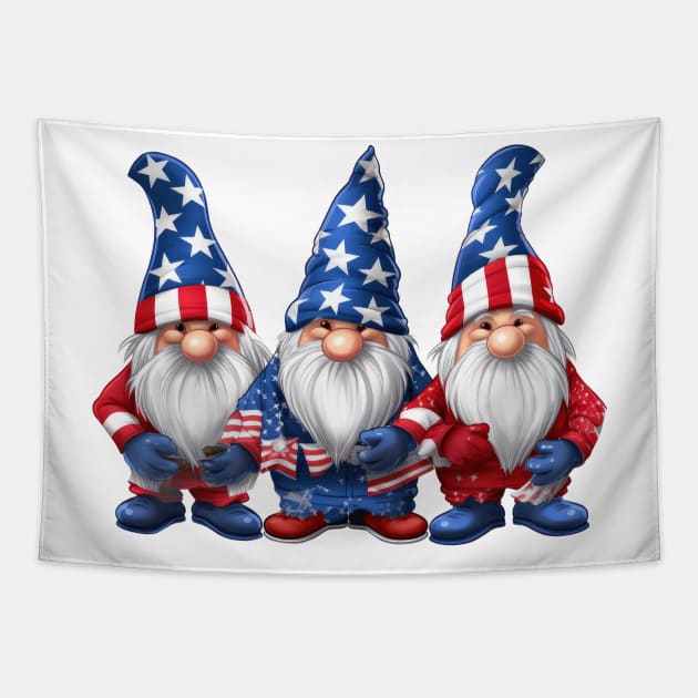 4th of July Gnomes #4 Tapestry by Chromatic Fusion Studio