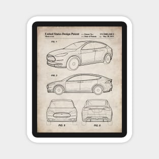 Tesla Model S Patent - Tesla Art - Antique Magnet