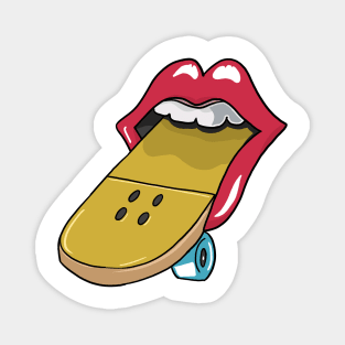 Glossy red lips skateboard tongue Skateboarding Magnet