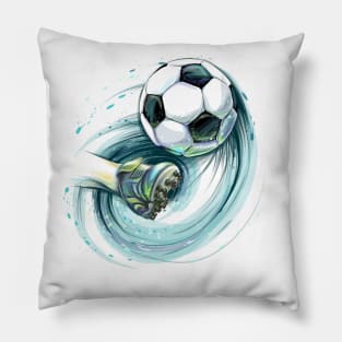 kick soccer ball leg hand drawn Pillow