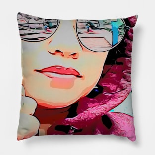 Lady in a Hoodie Pillow