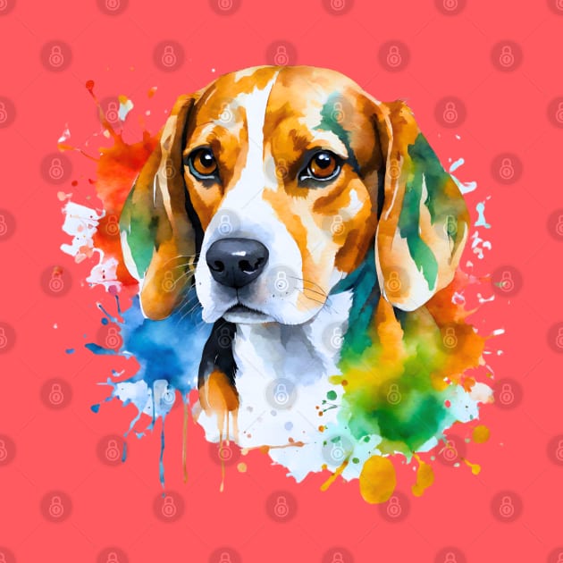 Watercolor Beagle Art by Doodle and Things