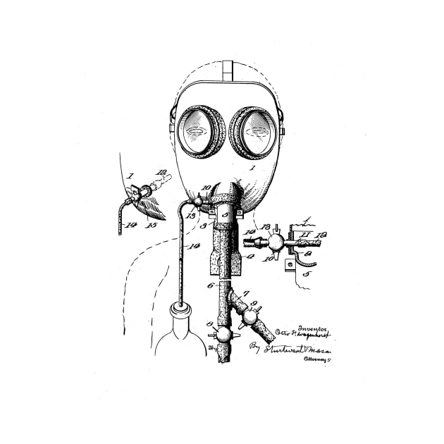 MASK VINTAGE PATENT DRAWING by skstring