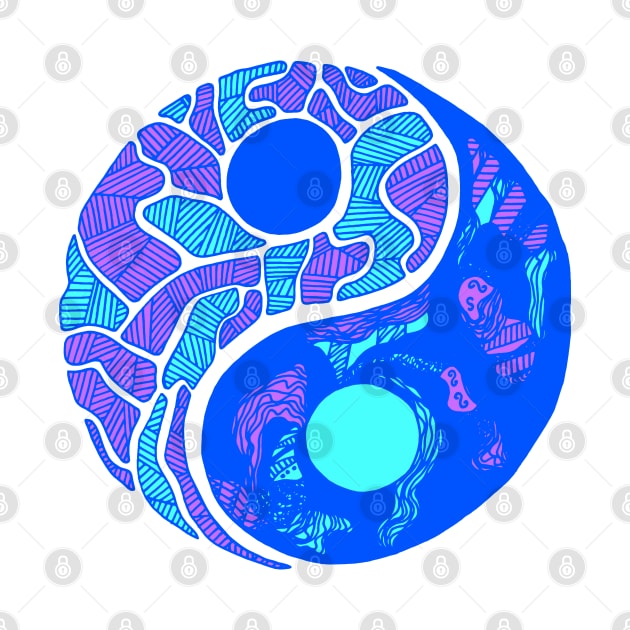 Blue Abstract Yin Yang by kenallouis