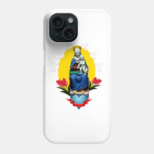 Saint Mary with the baby Jesus on her lap medieval sculpture Phone Case