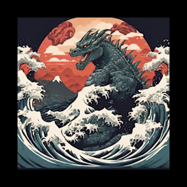 godzilla art japanese style by cloudviewv2