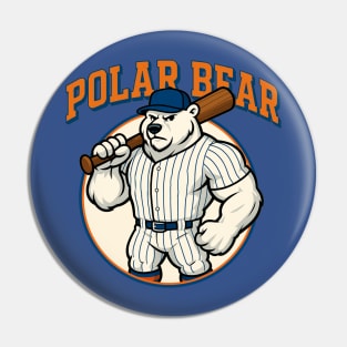 Polar Bear Power Baseball Mascot Pin