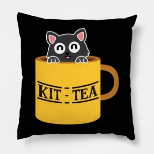 Kit-Tea Funny Kitten Black Cat Pillow