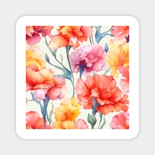 Vintage colorful whatercolor carnation pattern Magnet