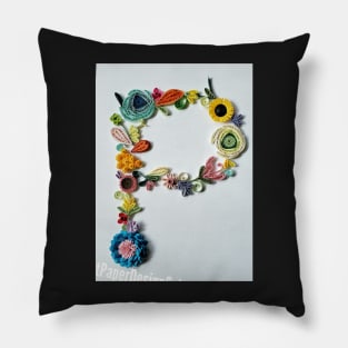 Printed Paper quilling Art. Flower letter. Handmade Pillow