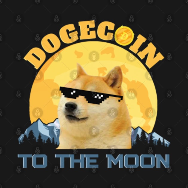 Dogecoin To The Moon by Happy Hour Vibe