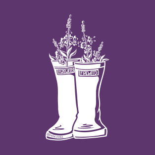 Fireweed White Lineart Rain Boots T-Shirt