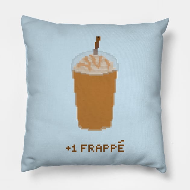 Iced frappe with caramel pixel art Pillow by toffany's