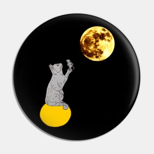 Hello Kitty catching a mouse in a moon Pin