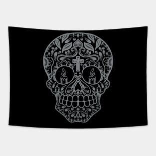 HomeSchoolTattoo SugarSkull SILVER Tapestry