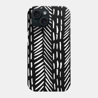 Abstract herringbone pattern - black and white Phone Case
