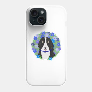 Border collie with forget me not flowers Phone Case