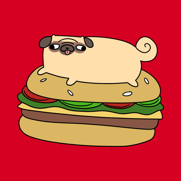 Pug Laying on Giant Hamburger by saradaboru