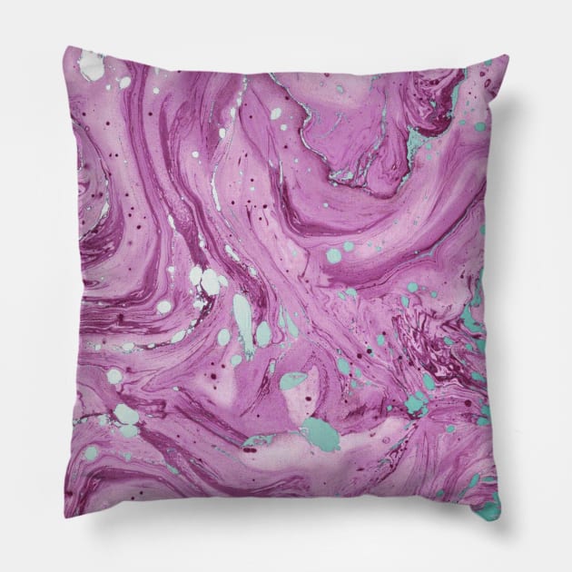 Marble Design Abstract Purple Geometric Silver Marbling Pillow by Studio Hues