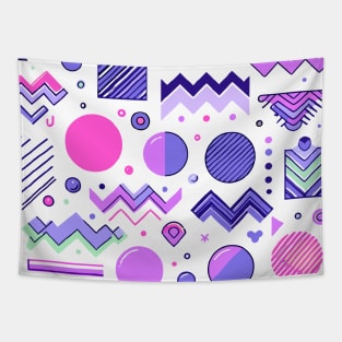 Pink Purple 80s Retro Geometric Pattern Tapestry