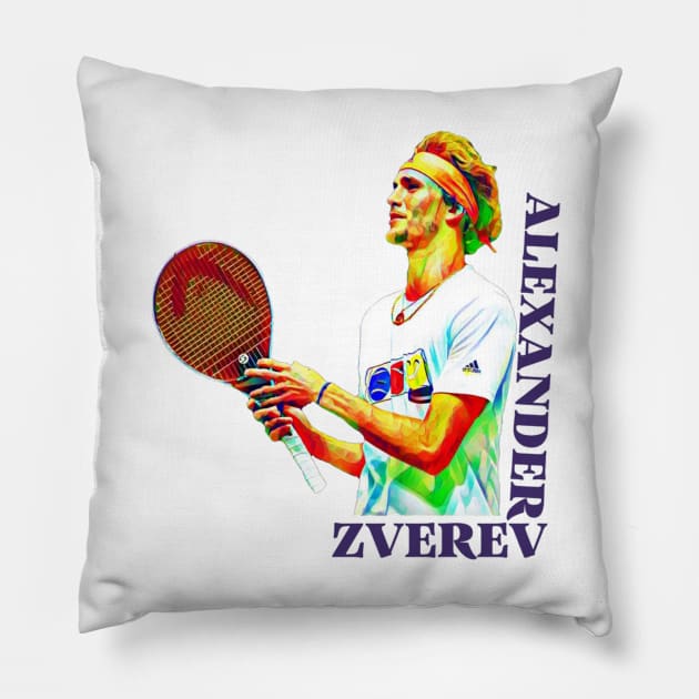 Alexander Zverev Pillow by BorodinaAlen