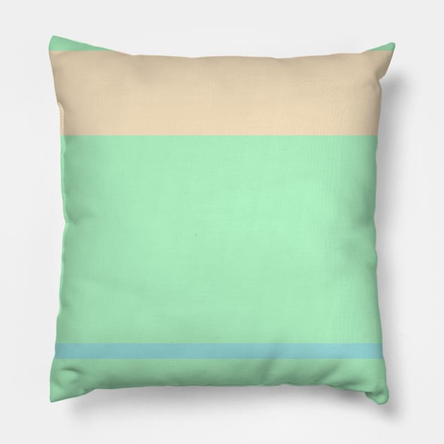 A mild jumble of Light Pink, Robin'S Egg Blue, Magic Mint and Pale Peach stripes. Pillow by Sociable Stripes