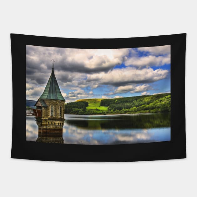 Pontsticill  Dam Valve Tower Tapestry by IanWL