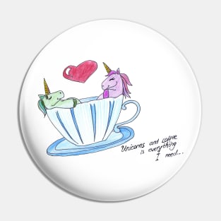 Unicorn in a cup cute gift blue and purple uniconio Pin