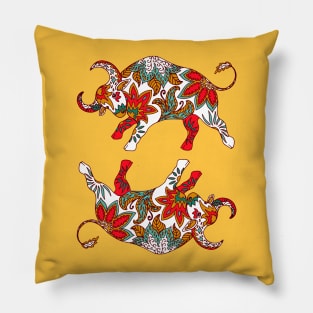 Paisley Oxen (Mustard Palette) Pillow